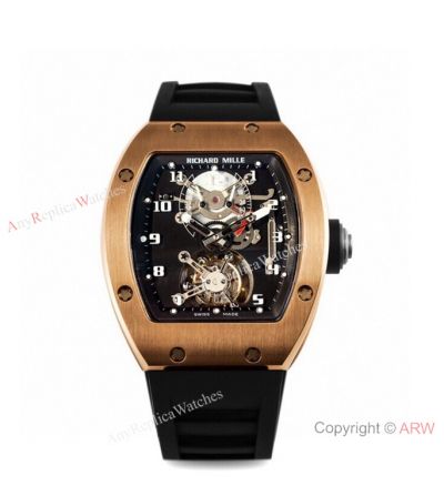 Super Clone Richard Mille RM001 Real Tourbillon Rose Gold Watch JB Factory